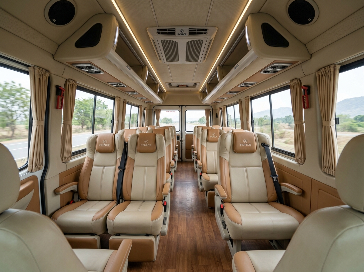 Aménagement Intérieur Tempo Traveller 12 Places