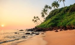 Beautiful beach at sunset. Cola beach, South GOA, India.